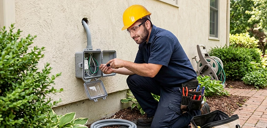 Outdoor Outlet Installation on Vinyl Siding in Des Moines